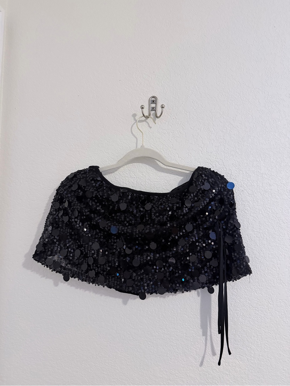 Windsor Black Sequin Mini Skirt with Tassel Detail